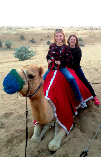 two women on a camel